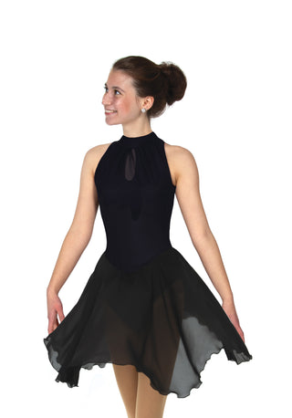 Solitaire Ready to Ship Keyhole Unbeaded Dance Skating Dress - Black