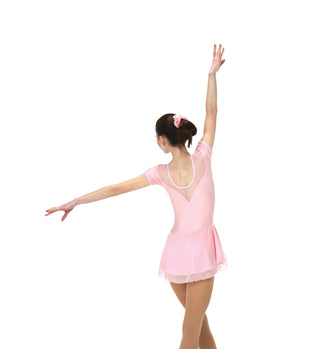 Solitaire Shirred Sleeve Unbeaded Skating Dress - Ballet PInk