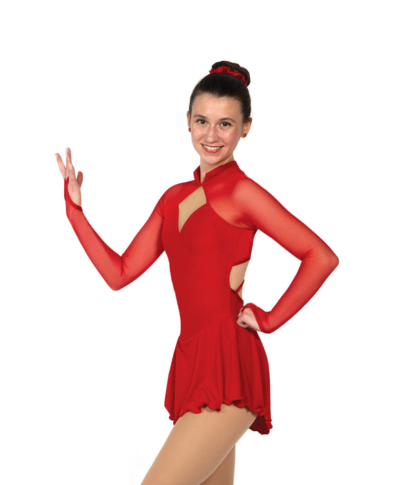 Solitaire Strappy Unbeaded Skating Dress - Red