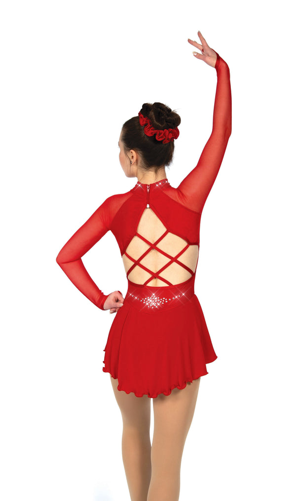 Solitaire Strappy Lightly Beaded Skating Dress - Red