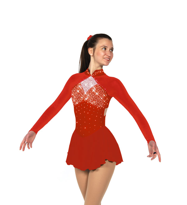 Solitaire Strappy Super Beaded Skating Dress - Red