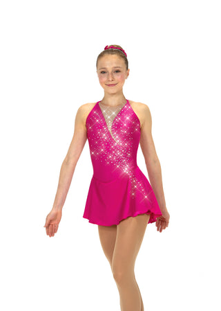 Solitaire Tapered Cut Beaded Skating Dress - Rose Pink