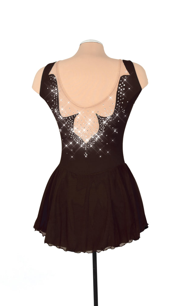 Solitaire Fancy Cutwork Beaded Skating Dress - Black