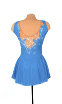 Solitaire Fancy Cutwork Unbeaded Skating Dress - Light Blue