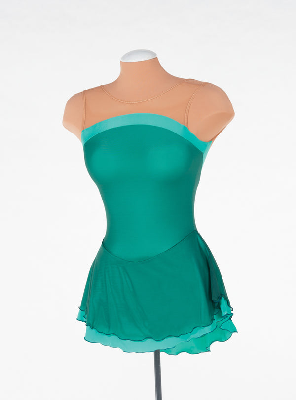 Solitaire Mesh Overlay Unbeaded Skating Dress - Aspen