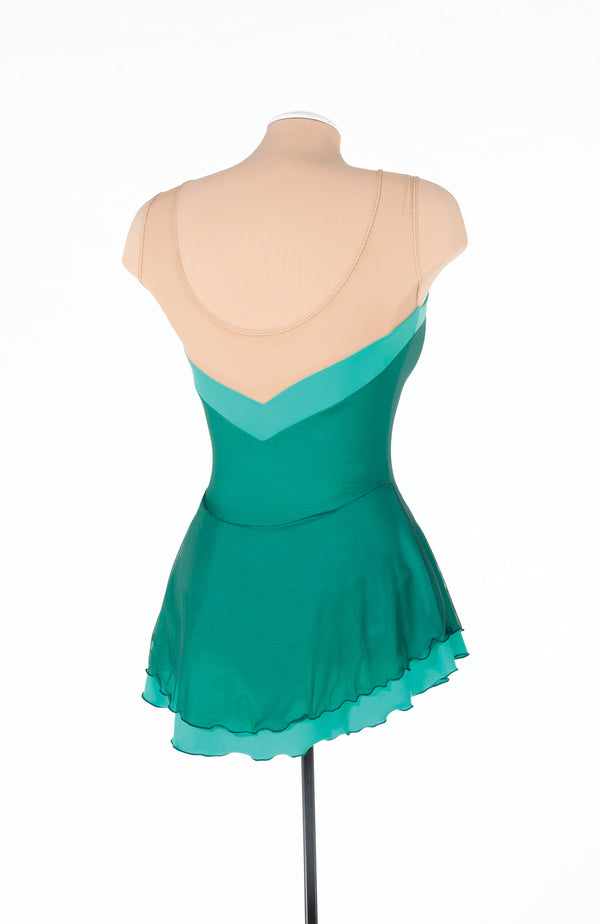 Solitaire Mesh Overlay Unbeaded Skating Dress - Aspen