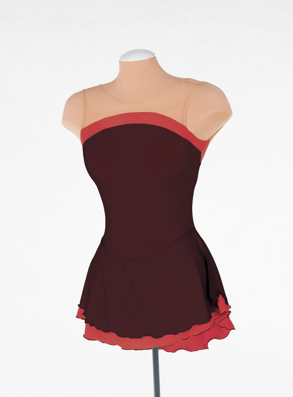 Solitaire Mesh Overlay Unbeaded Skating Dress - Ember