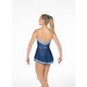 Solitaire Ready to Ship Mesh Overlay Beaded Skating Dress - Sapphire