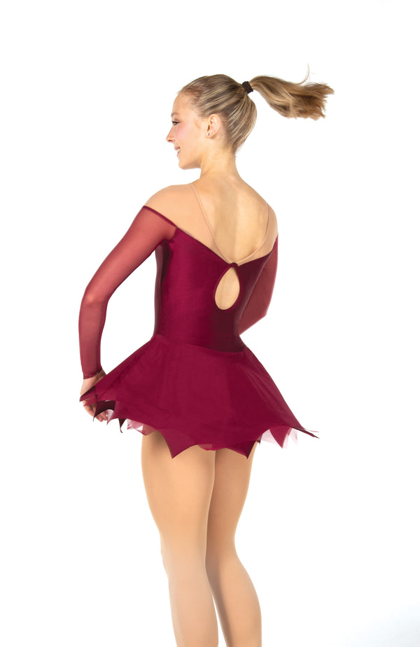 Solitaire Icicle Hem Ubeaded Skating Dress - Wine