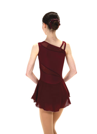 Solitaire Mesh Inset Unbeaded Skating Dress - Wine