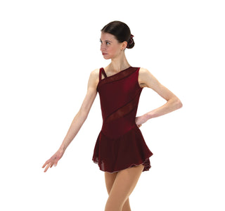 Solitaire Mesh Inset Unbeaded Skating Dress - Wine
