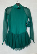 Solitaire Ready to Ship Classic High Neck Unbeaded Skating Dress - Hunter Green