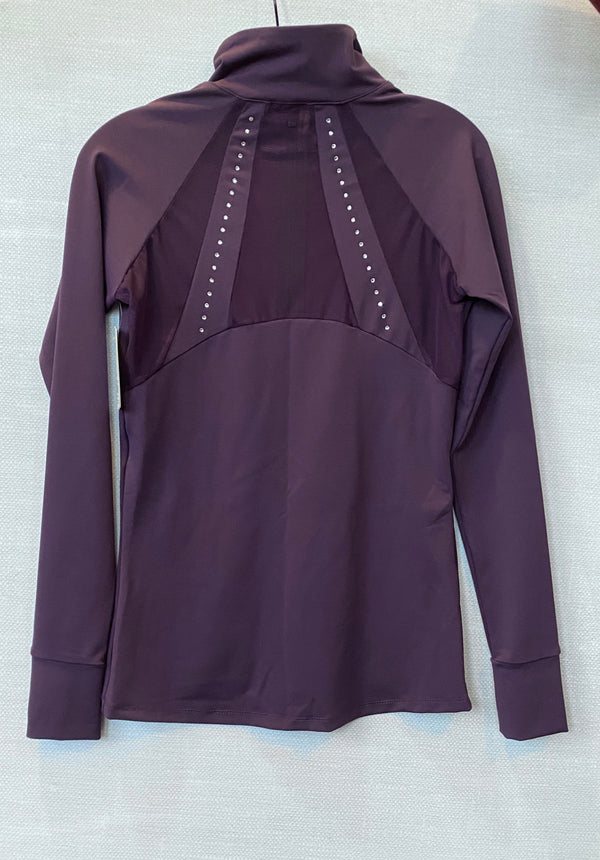 Solitaire Supplex Mesh Inset Beaded Jacket - Aubergine