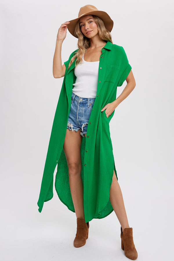 Ready to Ship Kelly Green Maxi Shirt Dress