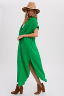 Ready to Ship Kelly Green Maxi Shirt Dress