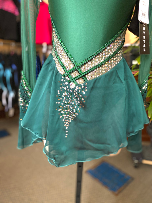 Jerry's Ready to Ship Emerald #200 Beaded Skating Dress