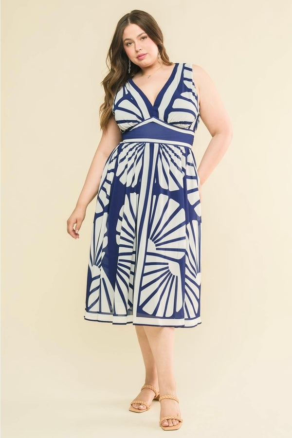 Ready to Ship Blue Print Curvy Dress