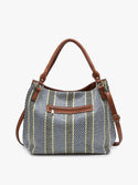 Ready to Ship Navy Stripe Shoulder Bag