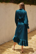 Ready to Ship Deep Teal Wrap Dress