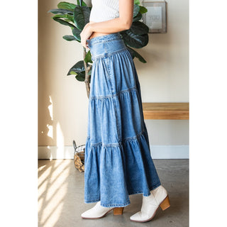 Ready to Ship Tiered Denim Skirt