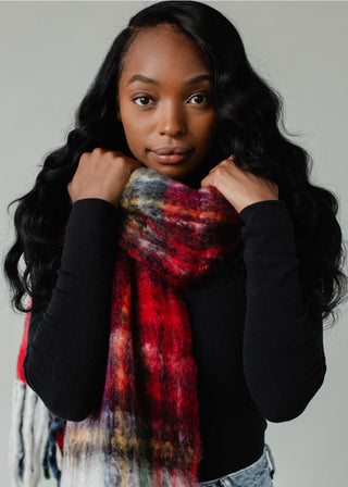 Ready to Ship Plaid Scarf - Red