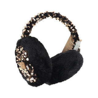 CC Beanie Ready to Ship Sequin Earmuffs - Black