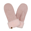 CC Beanie Ready to Ship Faux Suede Mittens - Rose