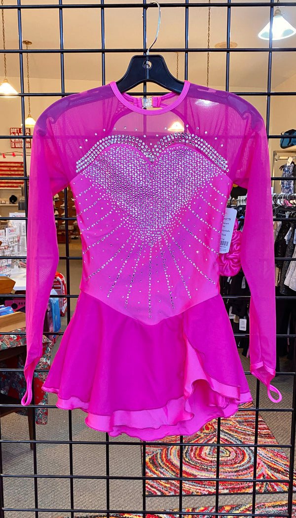 Solitaire Ready to Ship Sweetheart Super Beaded Skating Dress - Bright Pink