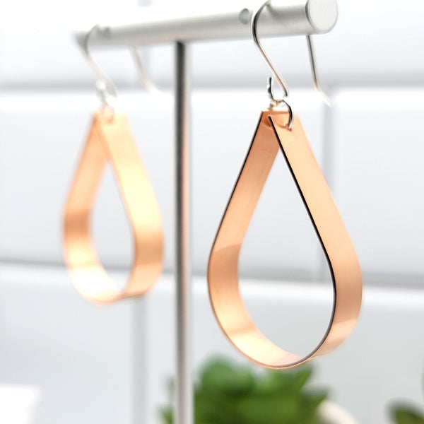 Ready to Ship Copper Teardrop Hoop Earrings