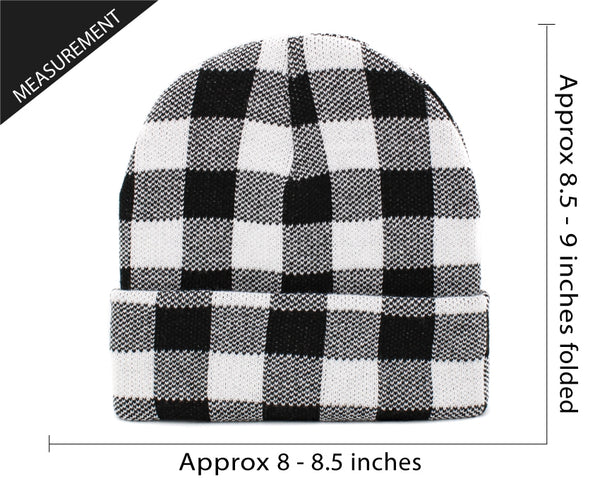 CC Beanie Ready Ship White Buffalo Plaid Beanie