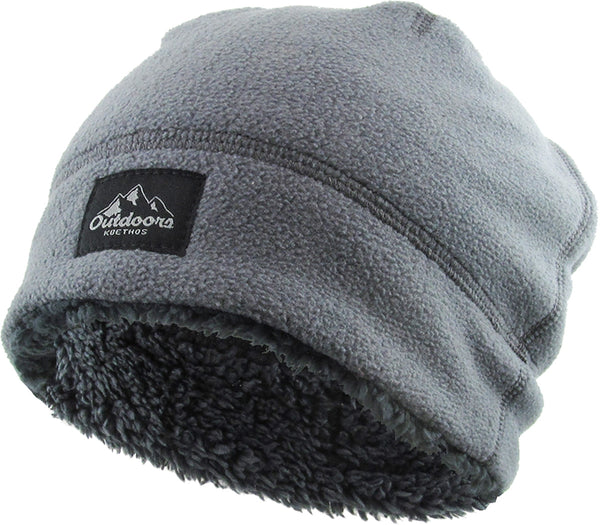 Ready to Ship Fleece & Sherpa Beanie - Grey