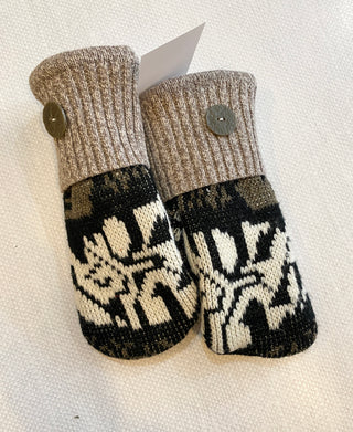 Made Again Upcycled Sweater Mittens - Geo