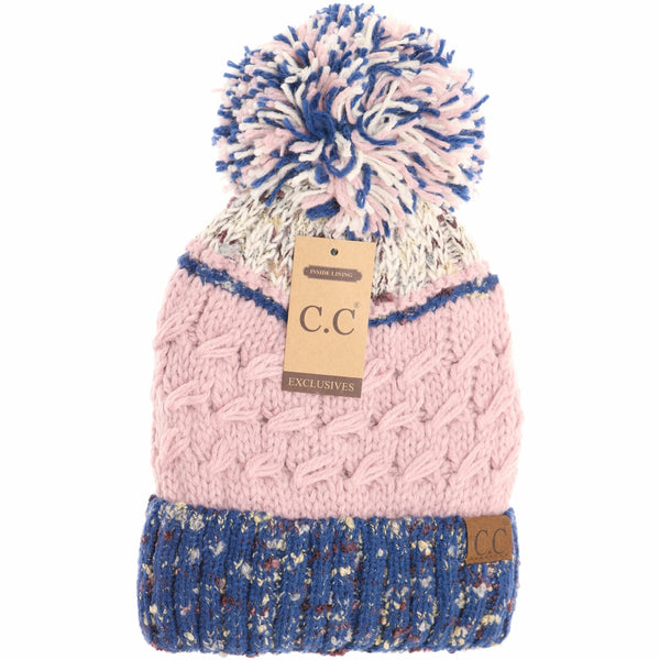 CC Beanie Ready Ship Flecked Pom Hat - Rose